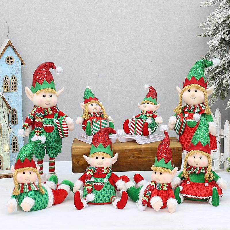 Elf Doll Christmas Sled Car Sitting Sleeping Retractable Standing Ornaments