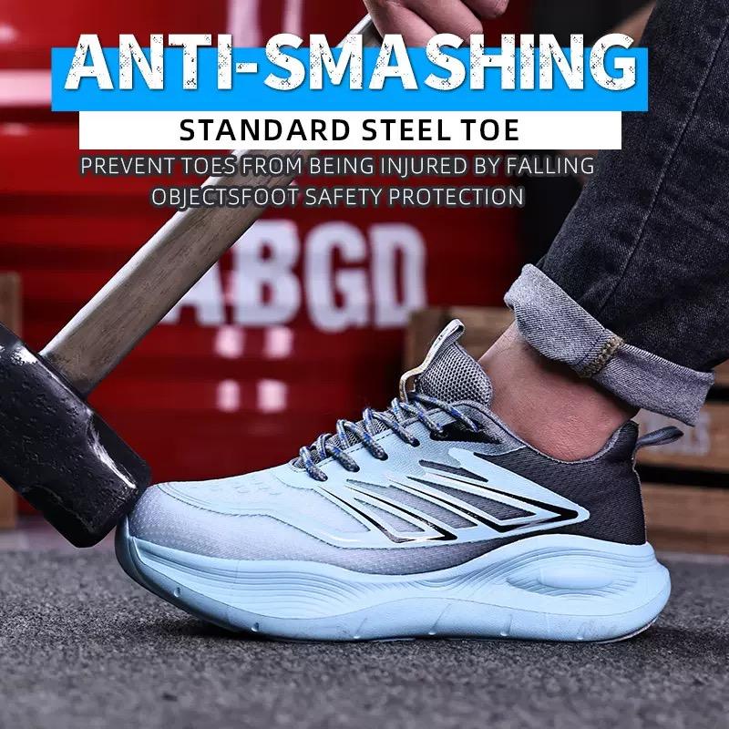 Atmungsaktive Herrenschuhe Anti-Quetsch- und Durchstichschutz Herren Stahlkappe Sicherheitsschuhe Sommer Leichte Schutz-Arbeitsschuhe