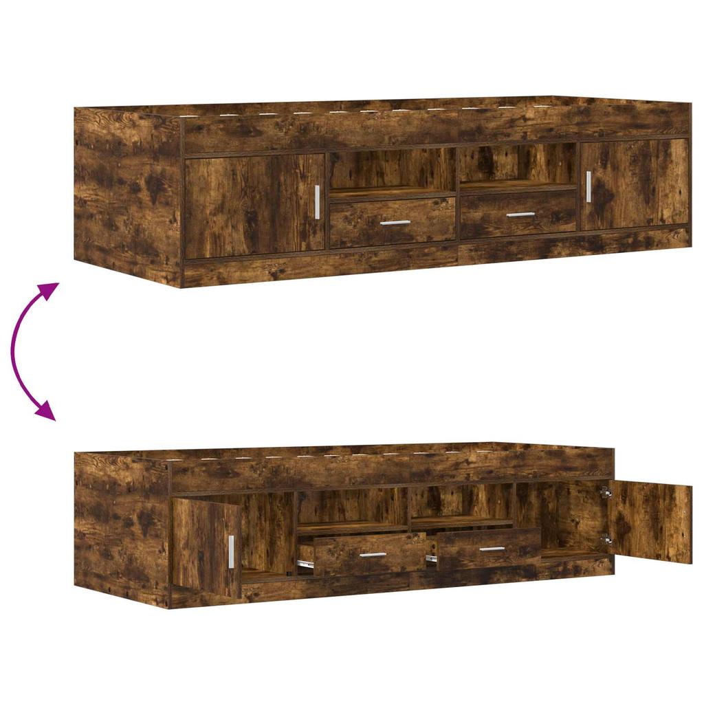 Bed Frame with Storage and Door Smoked Oak 80 x 200 cm