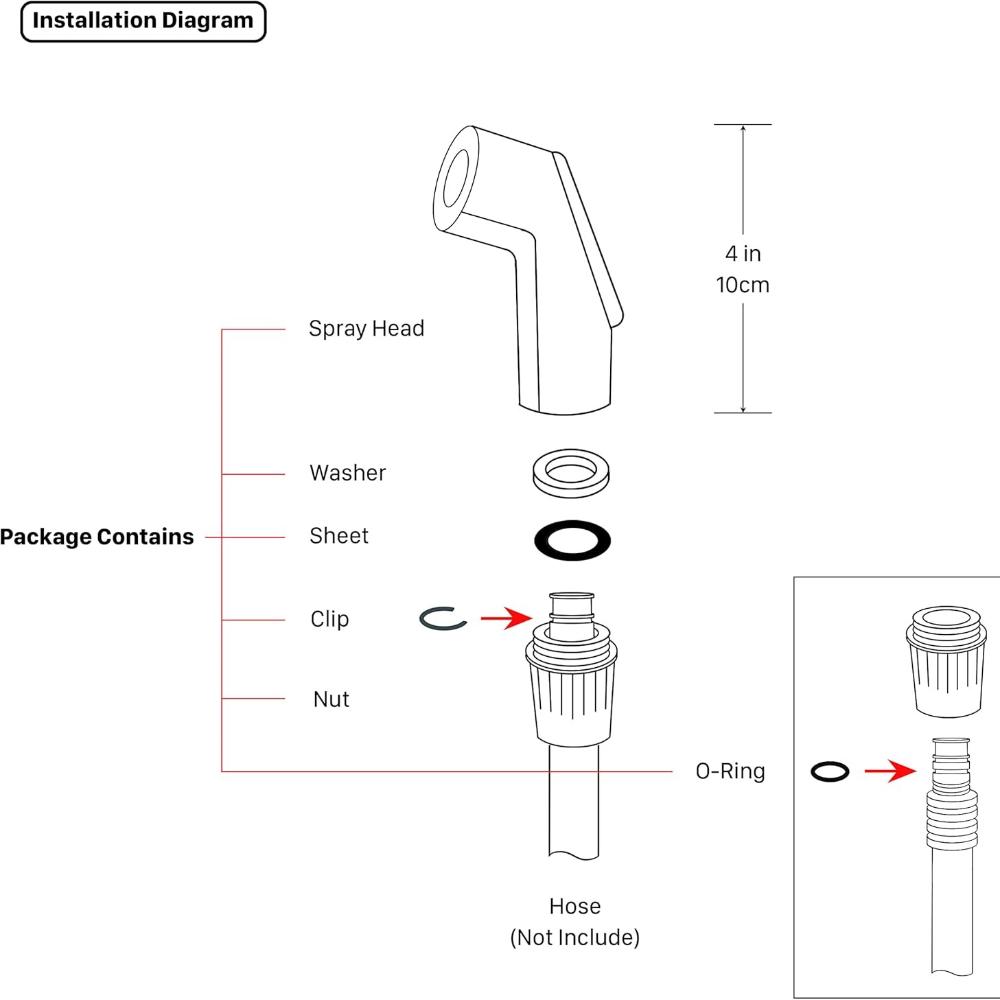 Universal Fit Sink Spray Attachment, Kitchen Side Sprayer Head, Pull Out Spray Head, Faucet Sprayer Replacement, Chrome