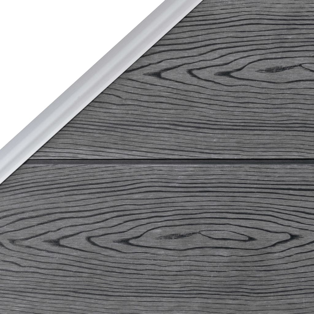 WPC Fence Set: 1 Square Panel + 1 Diagonal Panel 273 X 186 Cm Grey