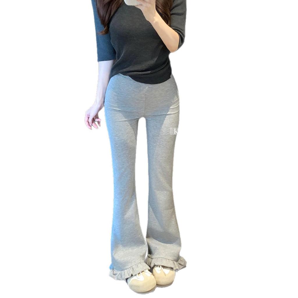 Lace Patchwork Micro Flare Pants - Spring 2026 New Arrival, Slimming Versatile Korean Style for Women