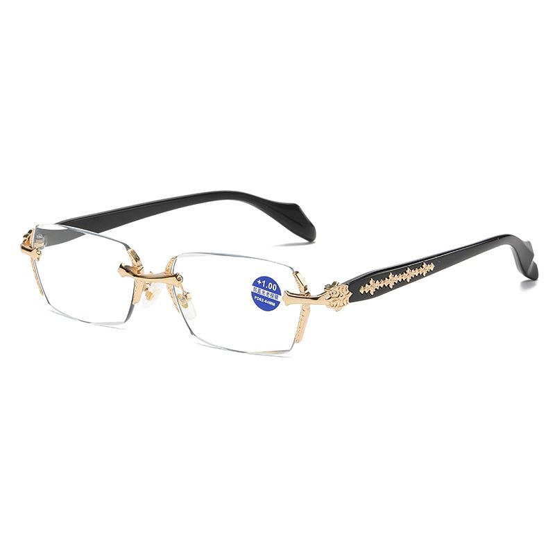 1PCS Anti Blue Light Frameless HD Reading Glasses Metal Presbyopia Eye Protection 2273