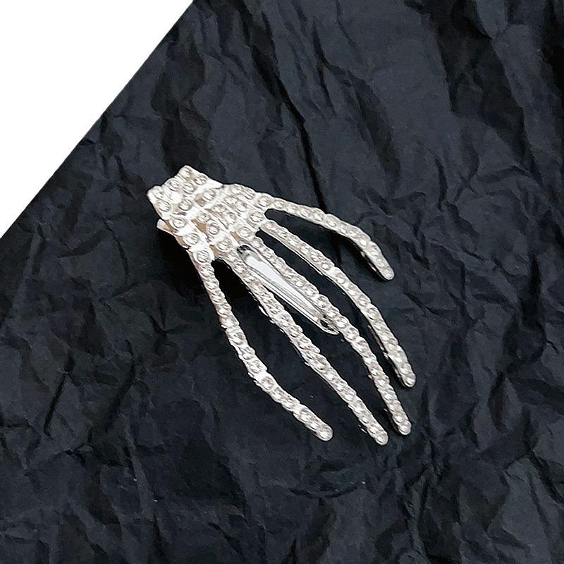 Rhinestone Skeleton Hand Hair Clip: Glittery Halloween Headpiece