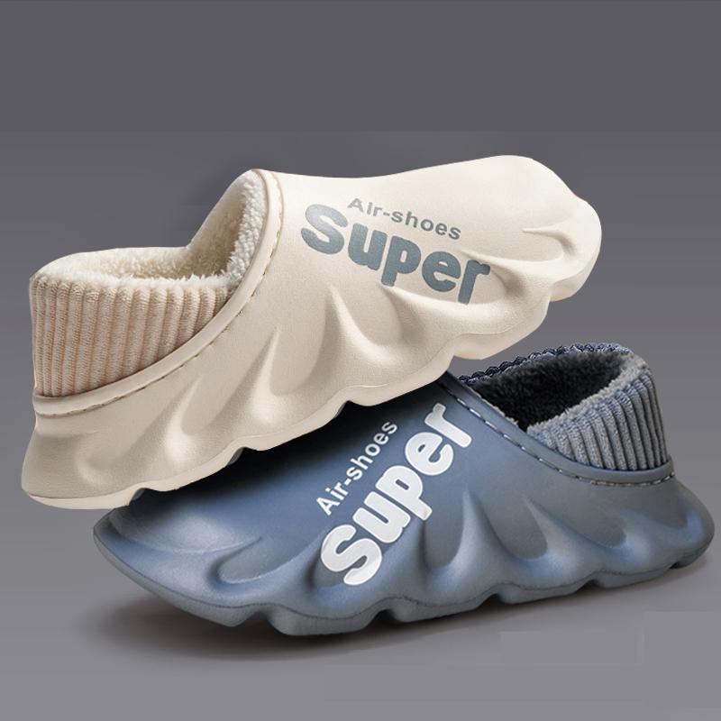Winter Men Indoor Warm Slippers Plush Waterproof Anti Slip Cotton Shoes for Women Slip-on Casual Snow Walking Loafers