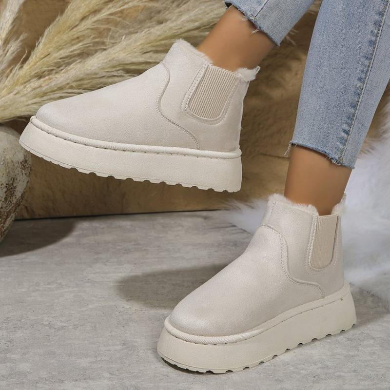 Snow Boots Women's Shoes Thick-soled Cotton Shoes with Fleece Round Head Covers Short Anti-slip Cotton Boots