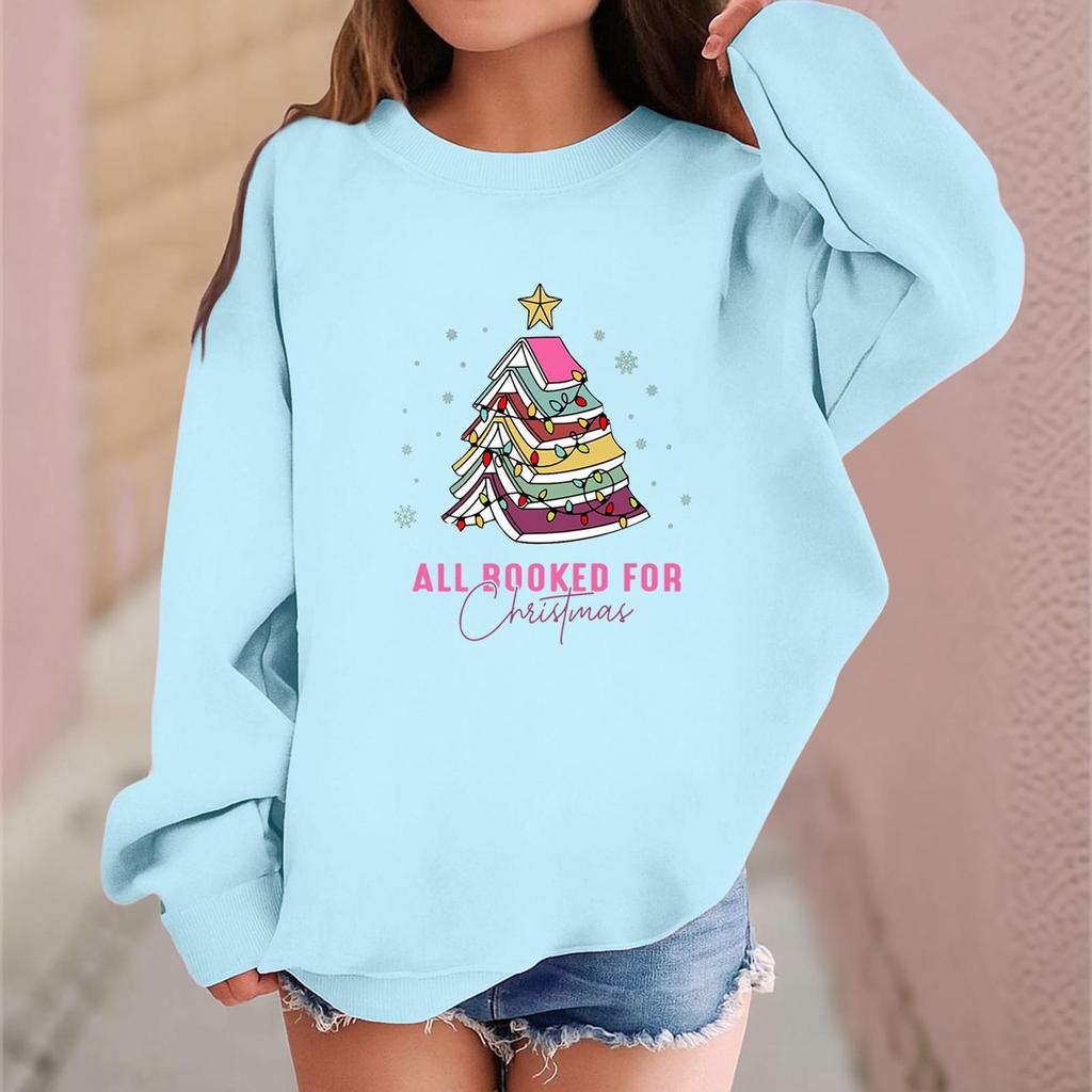 Children's Fashionable Casual Long-sleeved Loose Christmas Print Pullover Sweatshirt
