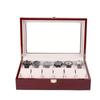 Red Sandalwood Clock & Watch Painted Wooden Box - Double-Layer 2-Position Jewelry & Watch Storage Box