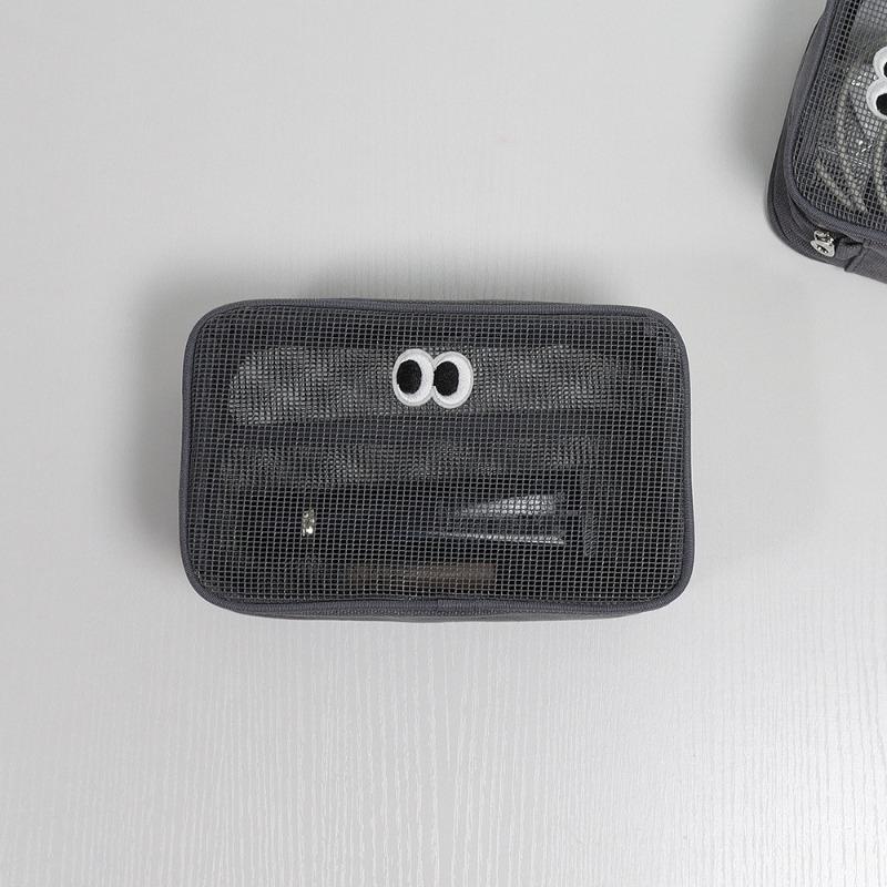 Hollow Sand Mesh Cosmetic Bag Desktop Finishing Storage Data Cable Cleaning Supplies Storage Bag Large-capacity Breathable Storage