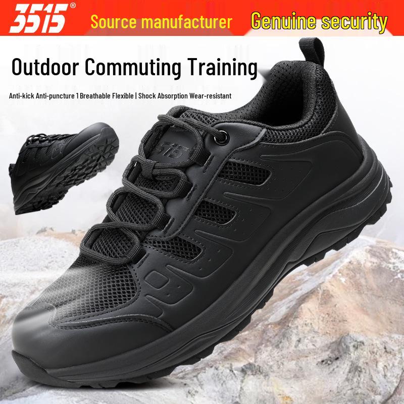 Jinhua Men's Breathable Black Outdoor Hiking Shoes - Wear-Resistant, Summer Training, Off-Road, Sports Running Shoes.