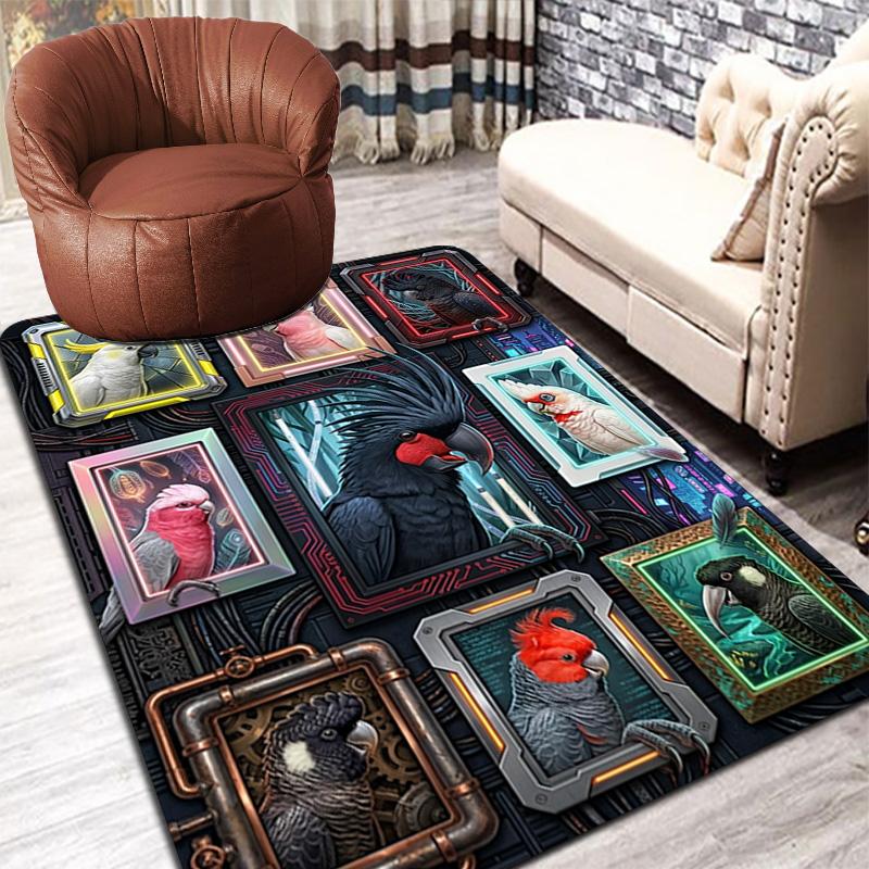 Cybernetic Parrot Collection Pattern Rug Floor Mat for Living Room or Bedroom Soft and Comfortable Carpet a Gift for Birthday and Holiday.