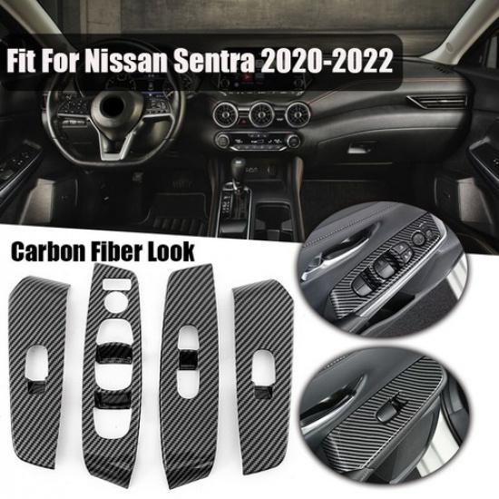 Fits Nissan Altima 2019-2023 Carbon ABS Interior Door Window Switch Panel Covers