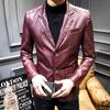 Spring PU Leather Men Youth Slim Suit Collar Leather Jacket Men Business Casual Men Leather Coat Men