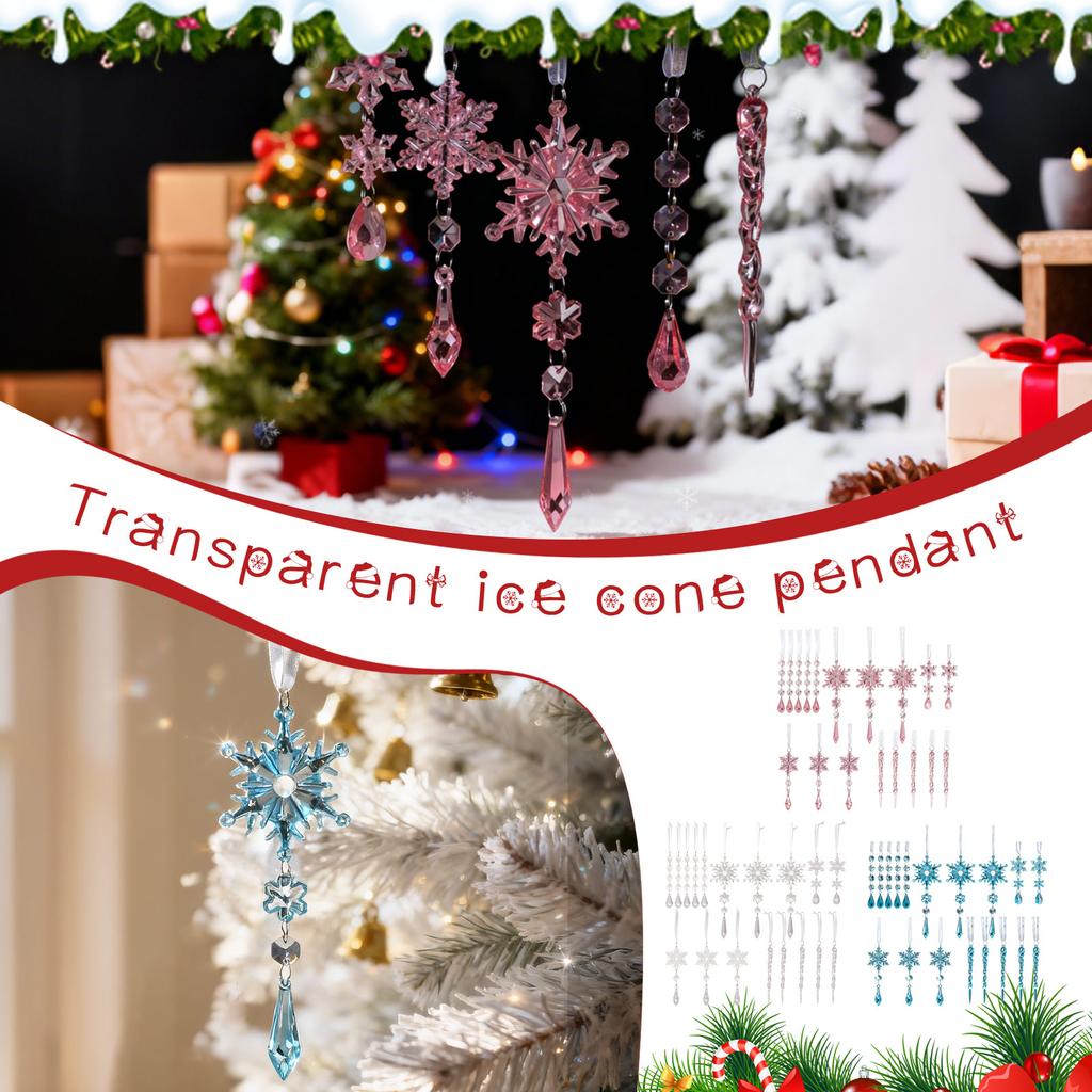 Christmas Acrylic Transparent Decorative Pendant, Christmas Tree Snowflake Decorative Pendant