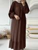 2025 Vintage Pattern Ruffle Hem Muslim Women's Long Robe Dress - Spring/Autumn Commuting Style