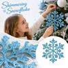 Christmas Decoration Snowflake Ornaments, Plastic Glitter- Snowflake, Hollow Snowflake Hanging Pendants for Christmas Tree