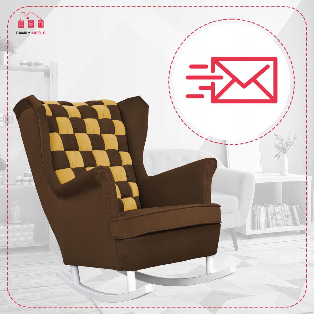 Carol Duo Family Furniture Yellow Brown Dark Beige Velvet Wingback Rocking Chair