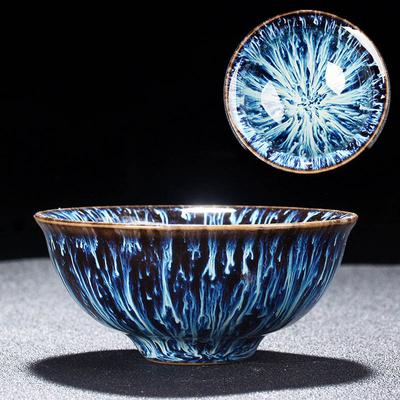 2 Pcs Temmoku Glaze Tea Cup,art Teacup Build Kiln Ceramic Cup Teacup,Chinese Jingdezhen Starry Sky Tea Set Beautifully Artwork