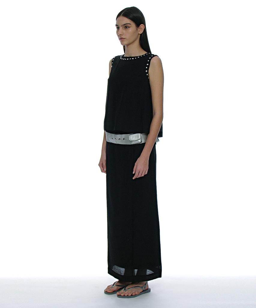 Partimento Woman Sheer Layered Maxi Skirt_Black