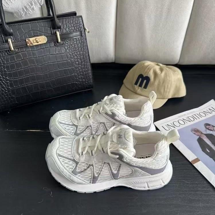 

Summer Mountaineering Daddy Shoes Women s Leather Thicksole 2025 Explosive Single Mesh Breathable Lightweight Outdoor Running Sneakers 34