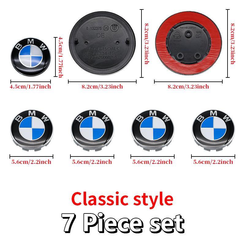 BBKD8 7PCS BMW Car Hood Front Rear Trunk Emblem Classic Blue White Badge For BMW E93 E87 G01 G20 X3 X5 F30 F20 E36 E46 E53 E90