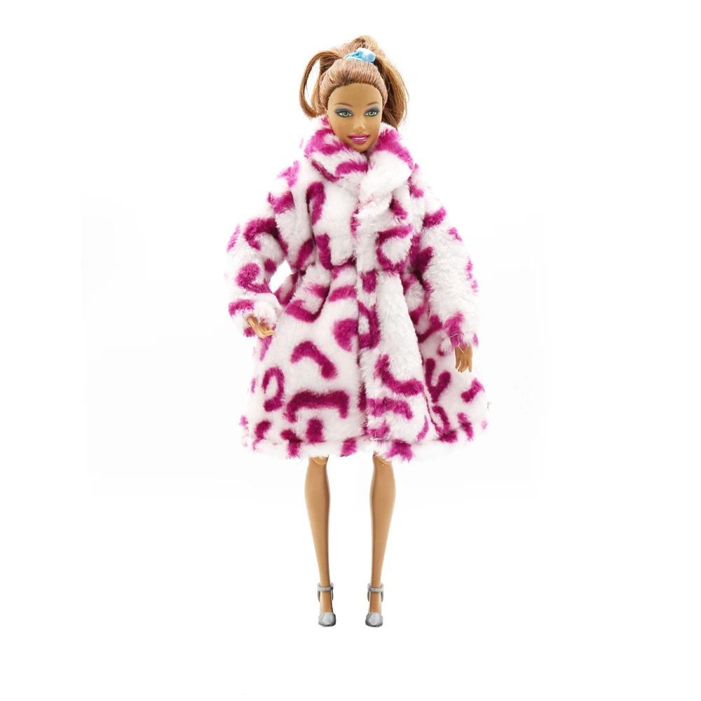 NK Multicolor 1 Pcs Long Sleeve Soft Fur Coat Tops Dress Winter Warm Wear Doll Clothes For 1/6 Doll Accessories Gift Toy JJ