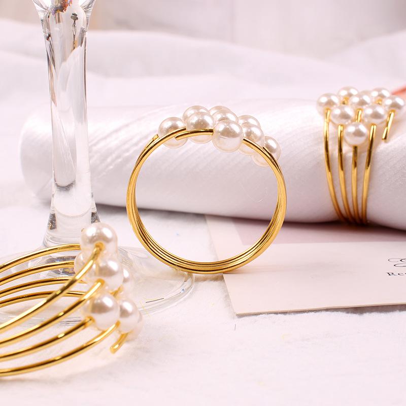 Pearl Napkin Ring, New Napkin Buckle, Metal, Napkin Ring, Wedding Restaurant Mouth Cloth Ring, Party Decoration