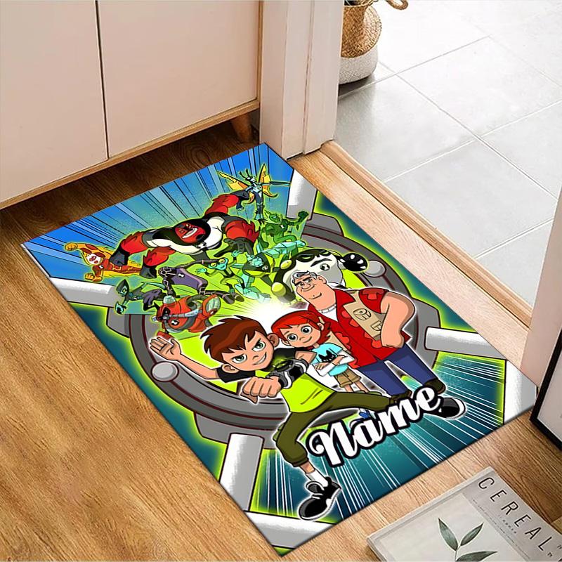 Custom Name Superhero Adventure Ben Team Rug Game Carpet, Floor Mat for Bedroom Living Room Entryway Rug, Home Decor Idea Gift for Christmas birthday