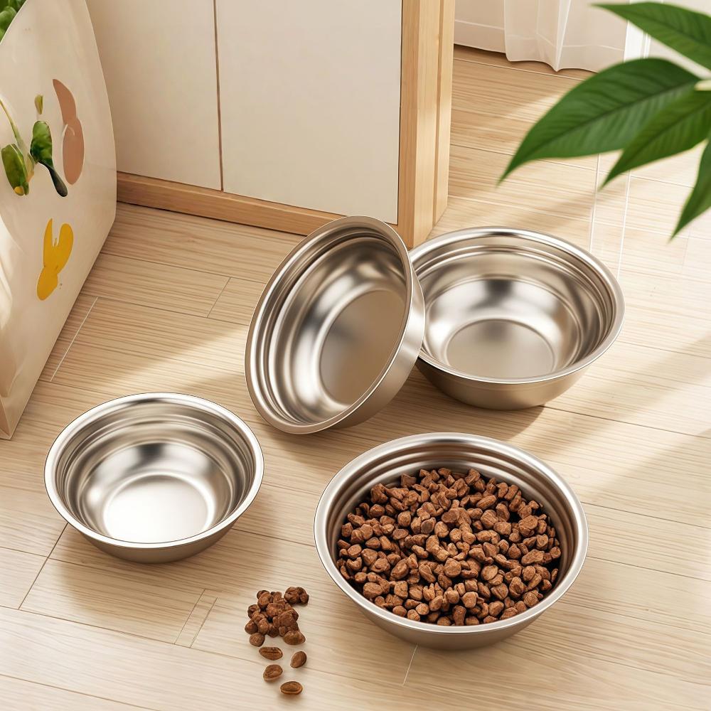 2/6/10PCS 304 Stainless Steel Pet Bowl: Non-Slip, Durable Food & Water Dish for Cats & Dogs, Easy To Clean & Chew-Proof