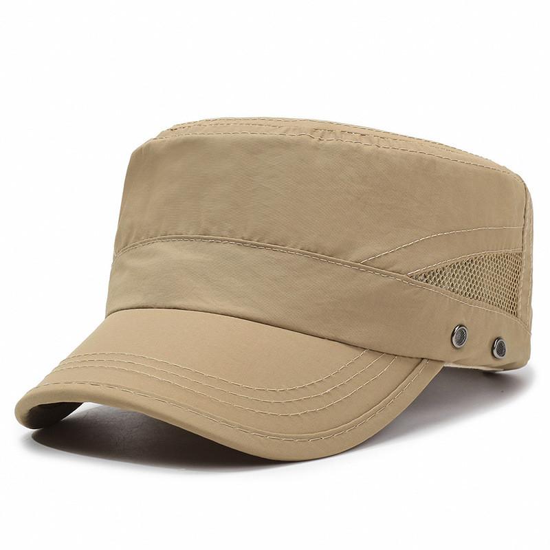 Summer Quick Dry Flat Top Cap With Adjustable Mesh For Outdoor Mens Sun Protection