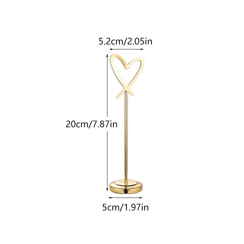 Heart Shape Memo Photo Stand Stainless Steel Card Holder Minimalist Metal Message Board For Home Office Decor With Non-Slip Base