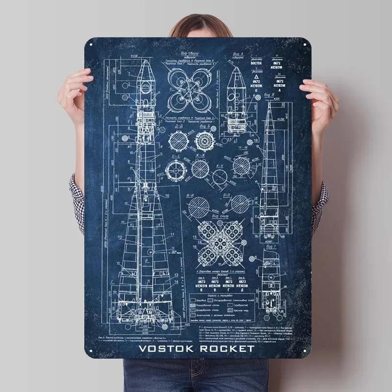 

Vostok Rocket Metal Sign Space Poster Decoration Room Decor Men Tinplate Sign Plaque for Wall Art Decoration Home Decor Items 7.9x11.8In(20x30cm)