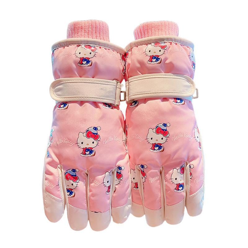 Sanrio Kinder Skihandschuhe Hello Kitty Wasserdicht Kälteschutzhandschuhe Warme Handschuhe für den Winter Wintergeschenk für Kinder