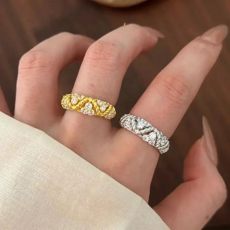 Vintage Art Retro Style Pineapple Bag Twists Diamond Rings For Women Fine Exquisite High Fashion   Ring Wedding Jewelry