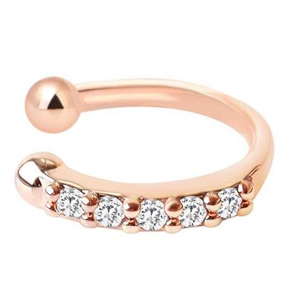 Everyday 14KGP Rose Gold Cubic Ring Ear Cuff One Side