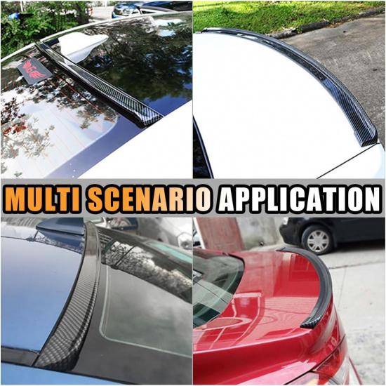 Car Rear Spoiler Roof Lip Kit, Carbon Fiber 3D Rubber Trunk Spoiler Trim Strip Cool Car Decoration, Universal Punch-Free Vehicle Exterior Accessory