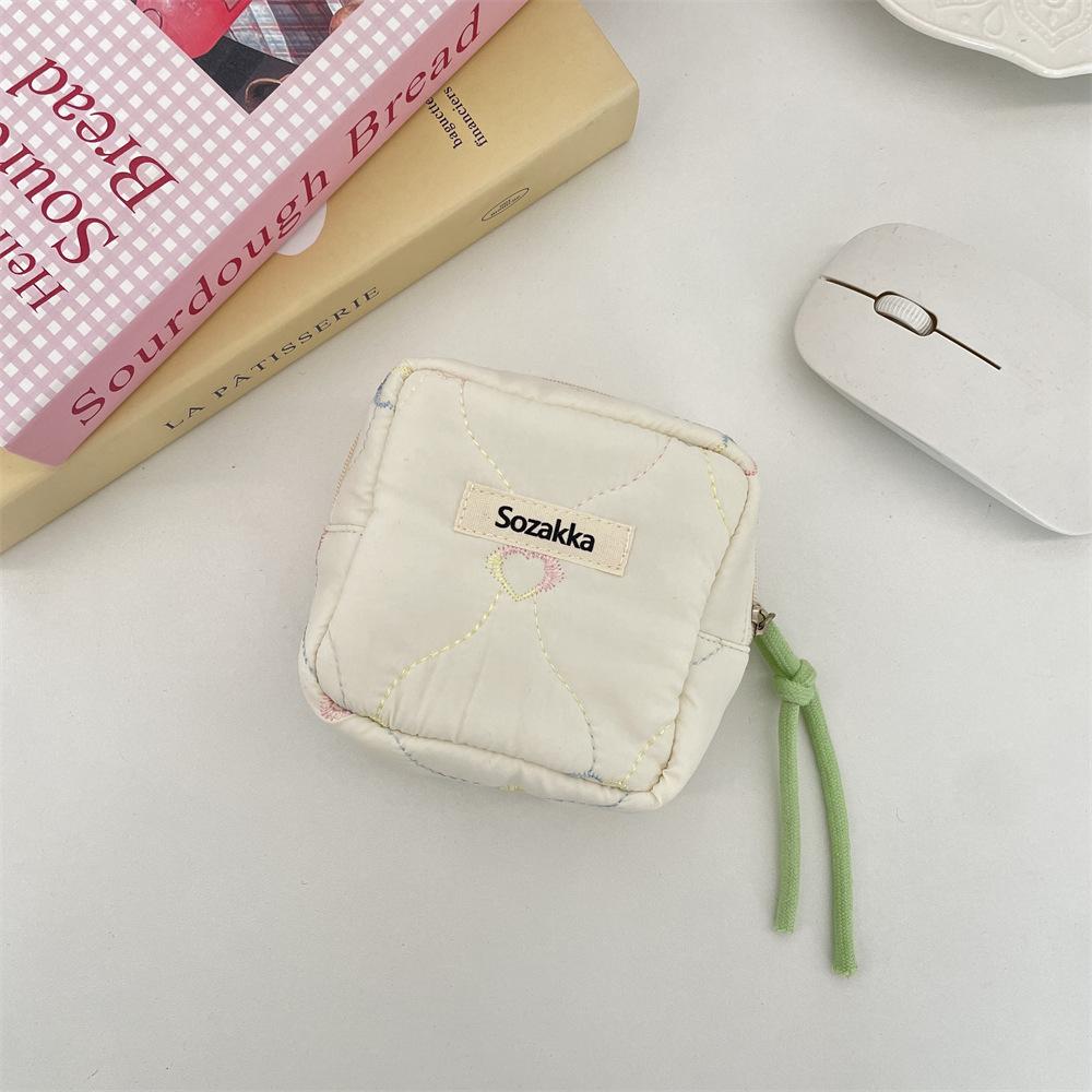 Quilted Cotton Sanitary Makeup Storage Bag Mini Lipstick Cosmetic Case Soft Portable Menstrual Sanitary Napkin Storage Bag