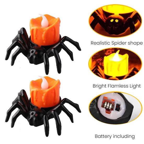 Halloween Spinnen Teelichter LED Flammenlose Spinnen Kerzenhalter Licht Batteriebetrieben Spinnenaugen Lampe für Heimdekoration