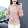 2024 Spring Sequined Slim Long-Sleeve Korean Style Top - Elegant and Versatile