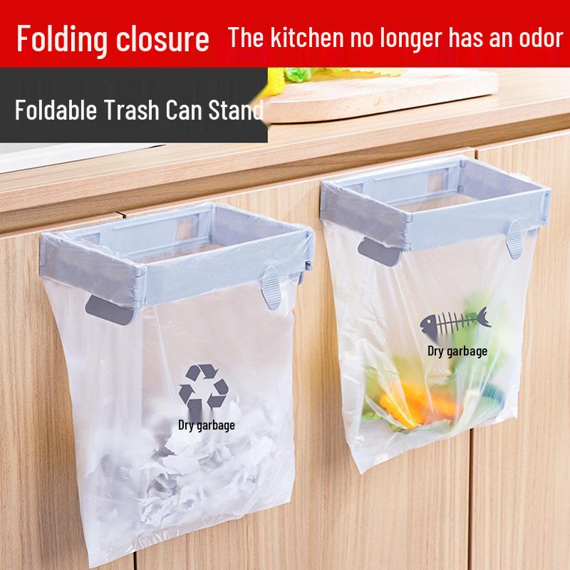 Wall-Mounted Foldable Trash Can & Storage Rack for Kitchen/Bathroom