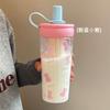 Water bottle straw cup student flower teacup water cup girls easy cup portable straw plastic cup large capacity summer cup