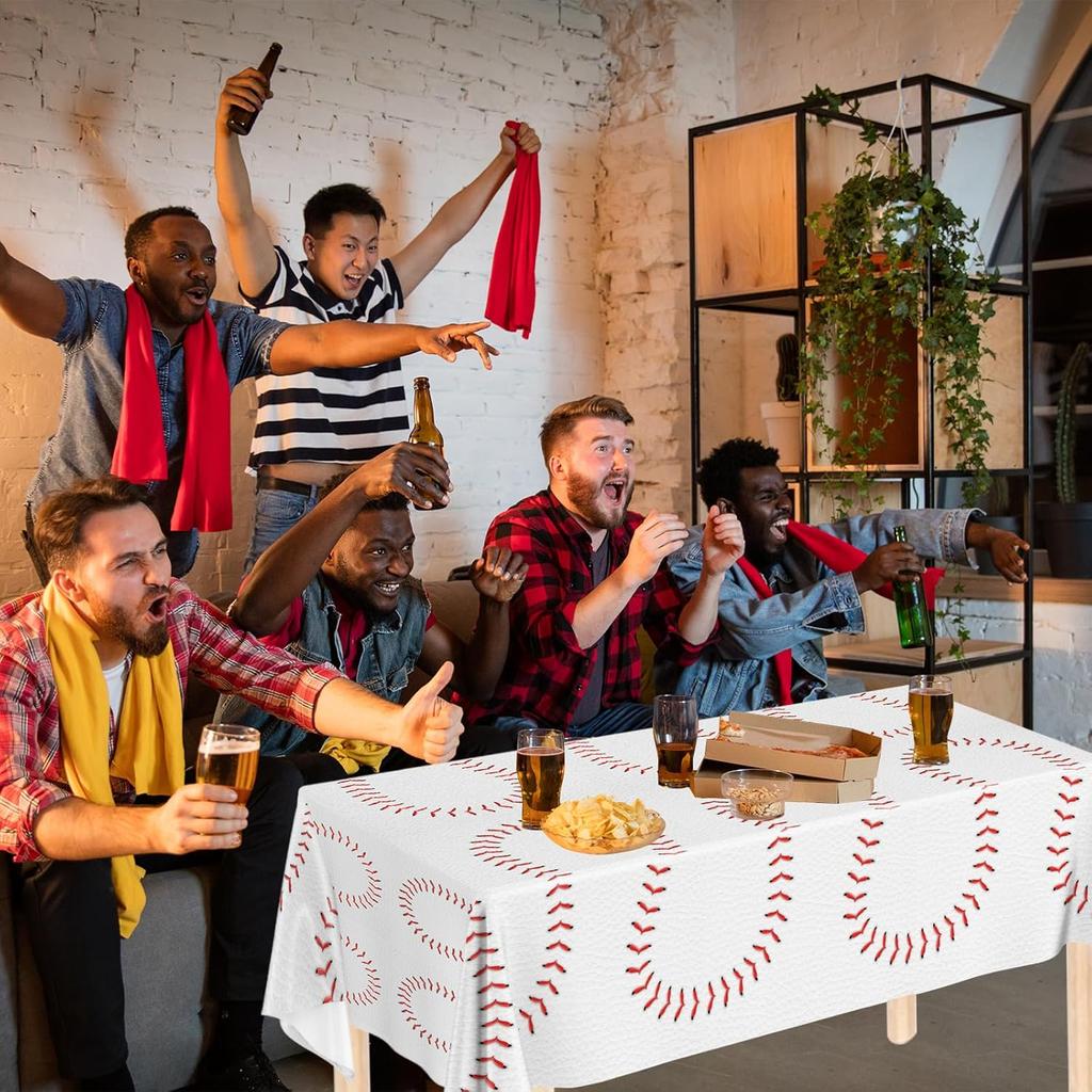 3pcs Baseball Tablecloths Baseball Birthday Party Supplies Disposable Plastic Table Cloths Rectangle Waterproof Table Cover for Baseball Sports Theme