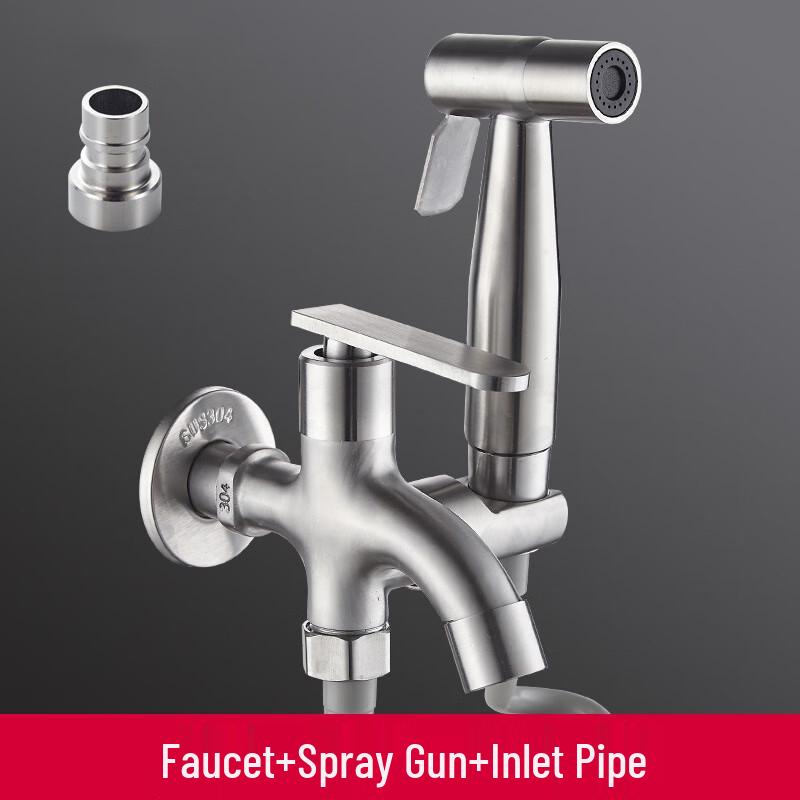 VEMUSE 304 Stainless Steel One-in Two-out Single Cold Faucet Set