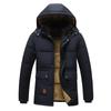 Winter Hooded Men's Cotton-padded Jacket With Collar And Fleece Thickened Slim Medium Long Cotton-padded Coat Men