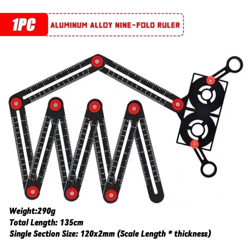 1Pcs 6/9/12 Folds Measuring Ruler Aluminium Alloy Locator Drill Guide  Template Tool