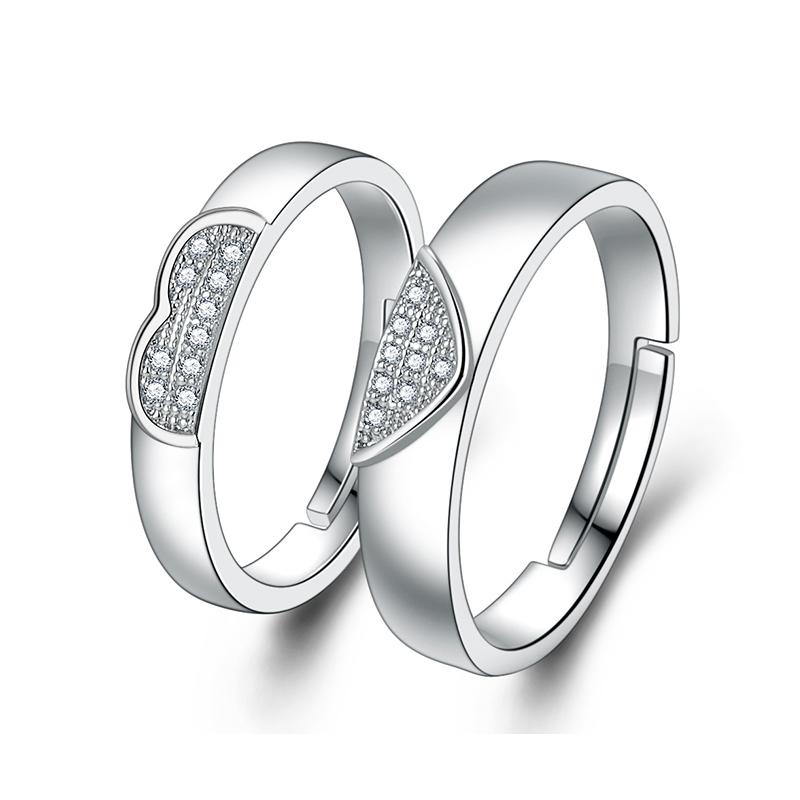 Classic Couple Rings For Men Women CZ Stone Trendy Wedding Lovers' Ring Jewelry Romantic Valentine's Day Present Ring Accessory