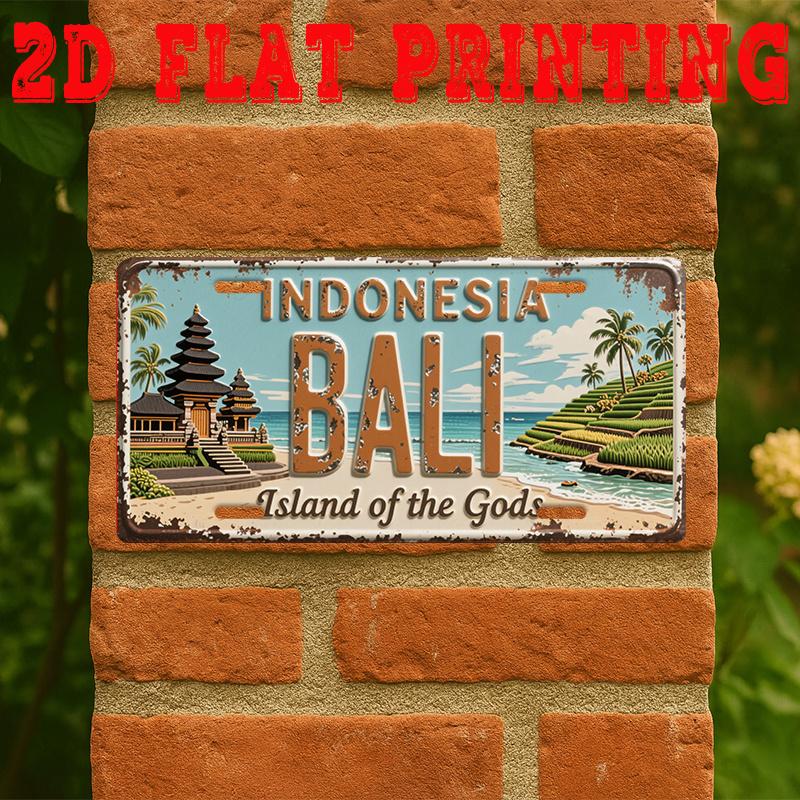 

Indonesia Bali Island of the Gods D Flat Printing Retro License Plate Style Metal Tin Sign Vintage Travel Souvenir Wall Deco 15x30cm(5.9x7.8inch)