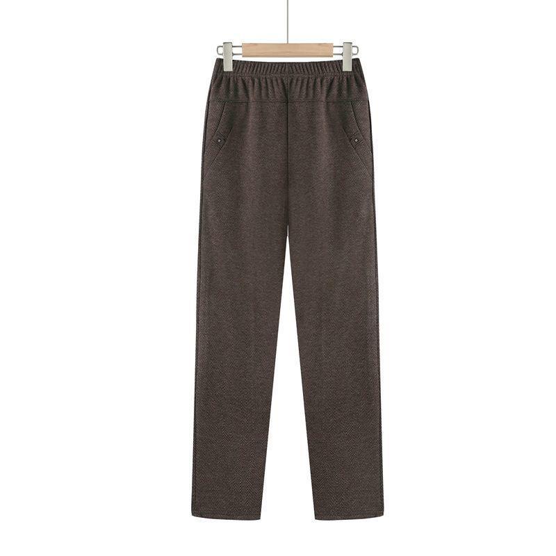 High Waist Plus Velvet Pants - Autumn/Winter Loose Fit for Mid-aged & Elderly Women
