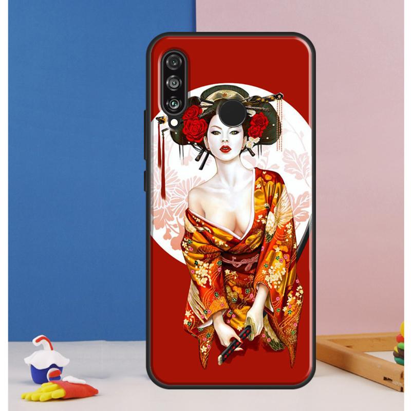 Japanese Geisha Case For Huawei Nova Y70 Y60 Y90 Y61 Y91 Y72 Y73 12s 12i 11i 8i 9 10 SE P30 P40 Lite P60 Pro