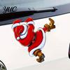 Removable Christmas Party Decals Hanging Santa Claus Car Sticker, Self Adhesive Decorative Decal, Body Waterproof PVC Auto Exterior Cling for